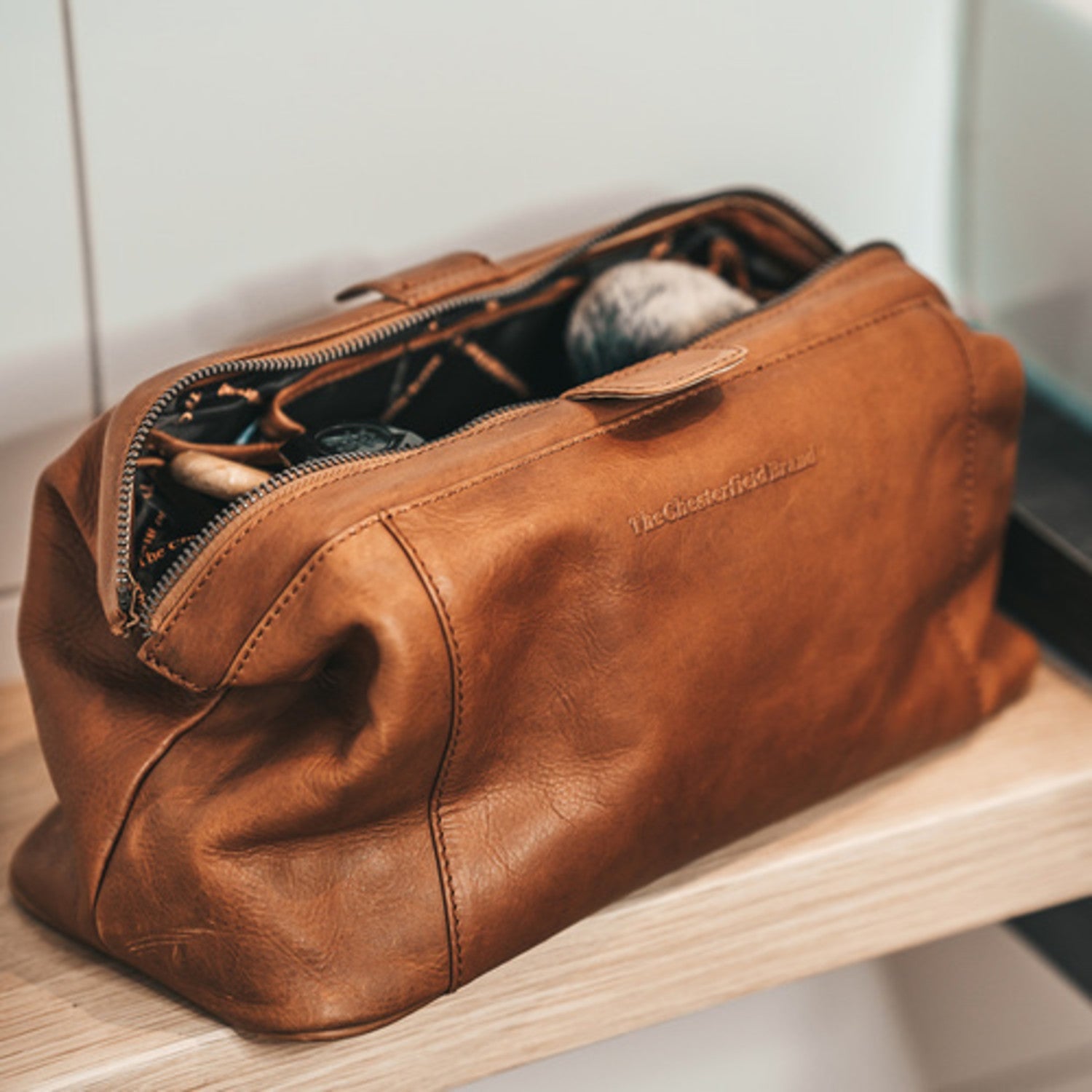 The Chesterfield Brand Vince Toalettmappe I Skinn Cognac