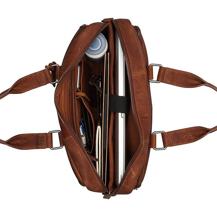 Burkely Fundametals Antique Avery Workbag 15,6" Pc veske I Skinn Cognac