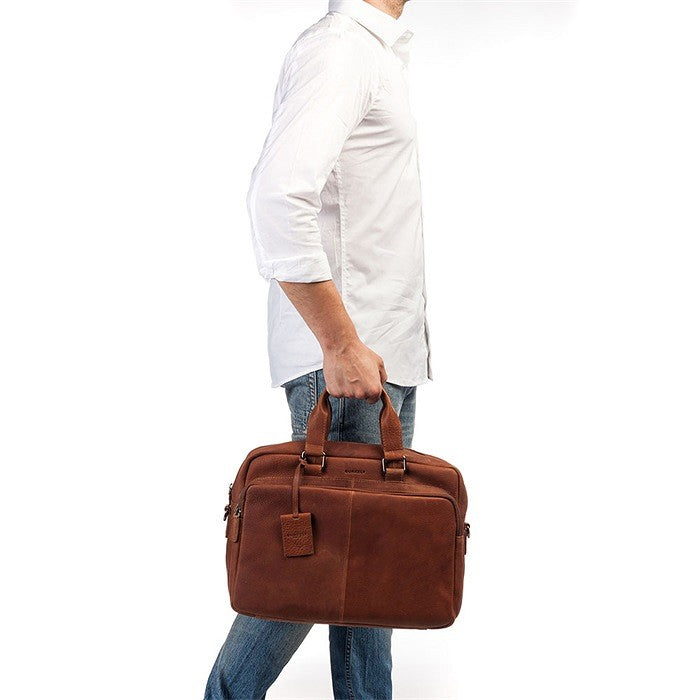Burkely Fundametals Antique Avery Workbag 15,6" Pc veske I Skinn Cognac